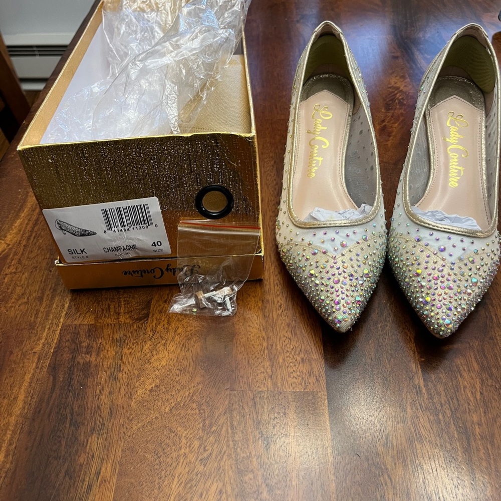 Women's Lady Couture Champagne Embellished Heels